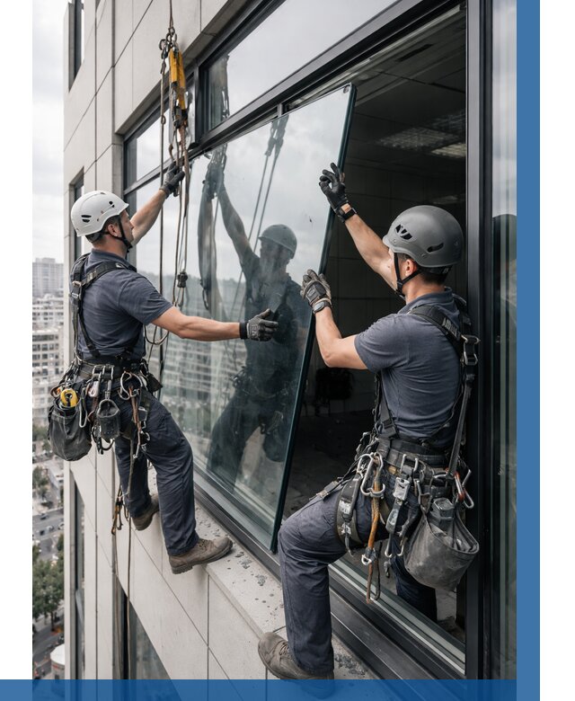 Замена стеклопакетов на высоте в Кстове от 5601 р. | ВЫСОТНИК-Ксв