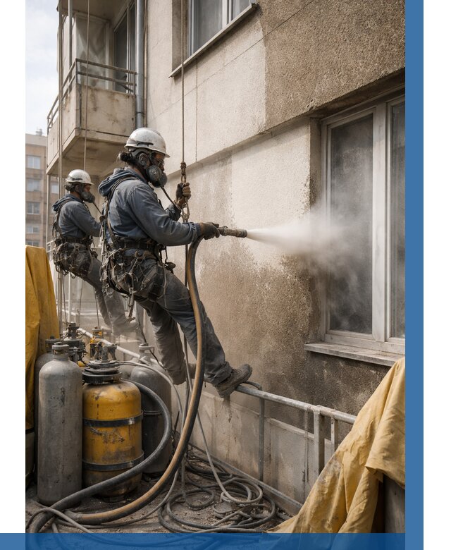 Пескоструйная очистка фасада в Кстове от 662 р. | ВЫСОТНИК-Ксв