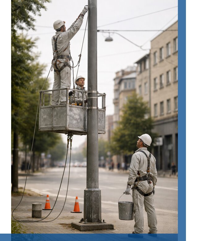 Покраска опор освещения в Кстове от 5092 р. | ВЫСОТНИК-Ксв