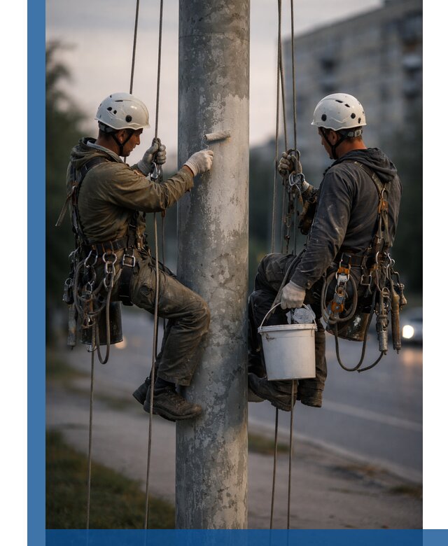 Покраска опор освещения и антикоррозийная защита в Кстове