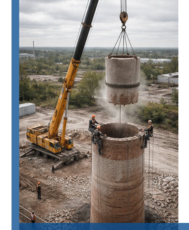 Демонтаж дымовой трубы в Кстове с гарантиями безопасности