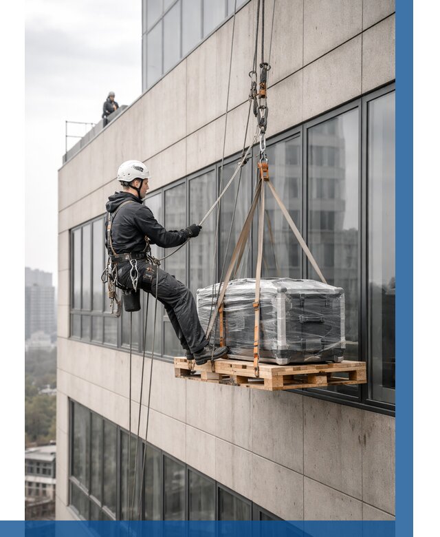 Спуск груза по фасаду в Кстове от 3564 р. | ВЫСОТНИК-Ксв