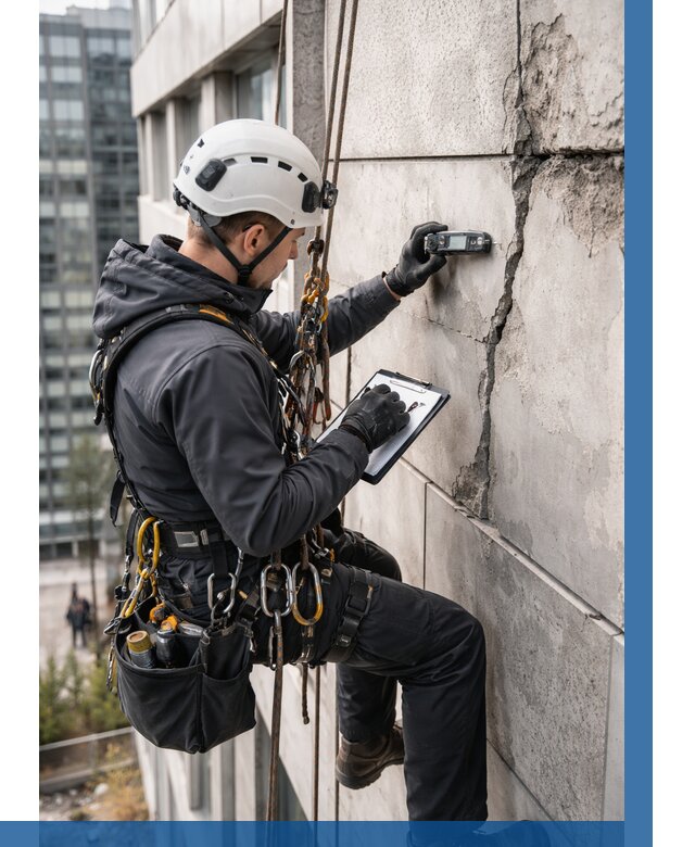 Обследование фасада альпинистами в Кстове от 122 р. | ВЫСОТНИК-Ксв