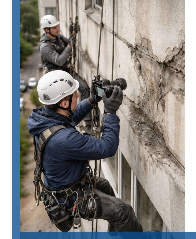 Фотофиксация дефектов фасада с высотной съемкой в Кстове