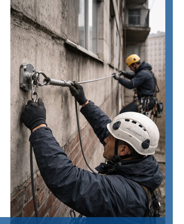 Монтаж анкерных линий в Кстове от 3055 р. | ВЫСОТНИК-Ксв
