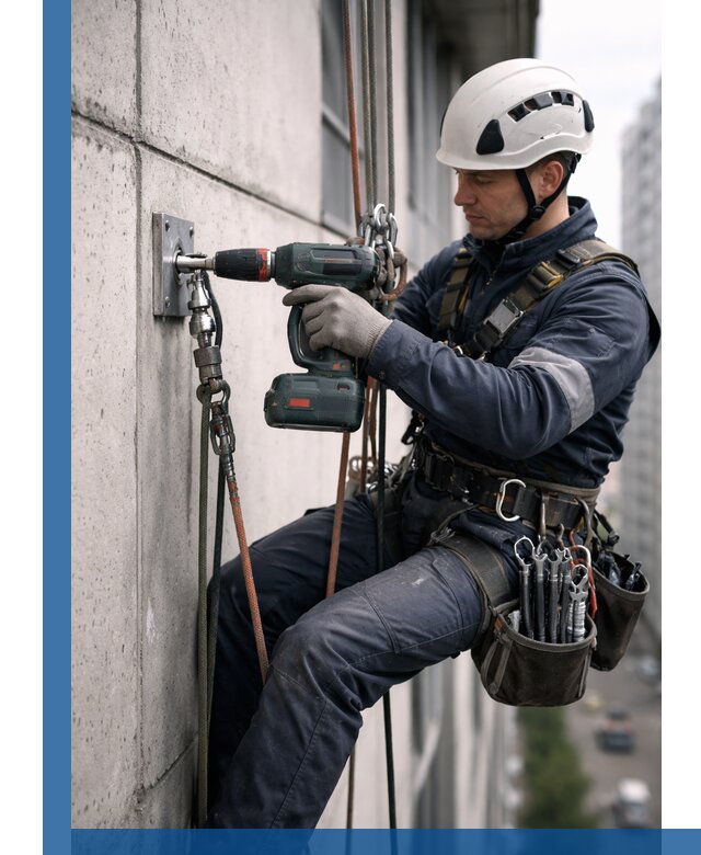 Установка анкерных точек для высотных работ в Кстове