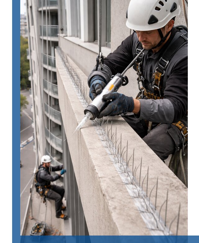 Установка шипов от птиц на фасадах и кровлях в Кстове